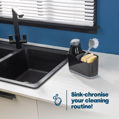 Sink Caddy with Soap Dispenser - Black